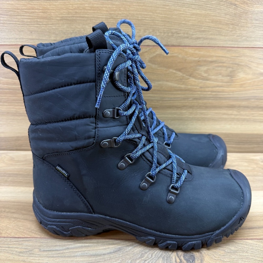 KEEN Greta Waterproof Boots Womens 10 Black Leather 200 Gram Insulated Outdoor